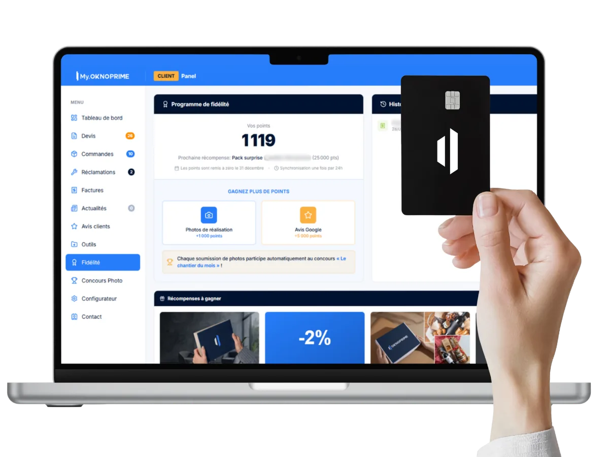 Le programme fidélité My Oknoprime sur un ordinateur portable